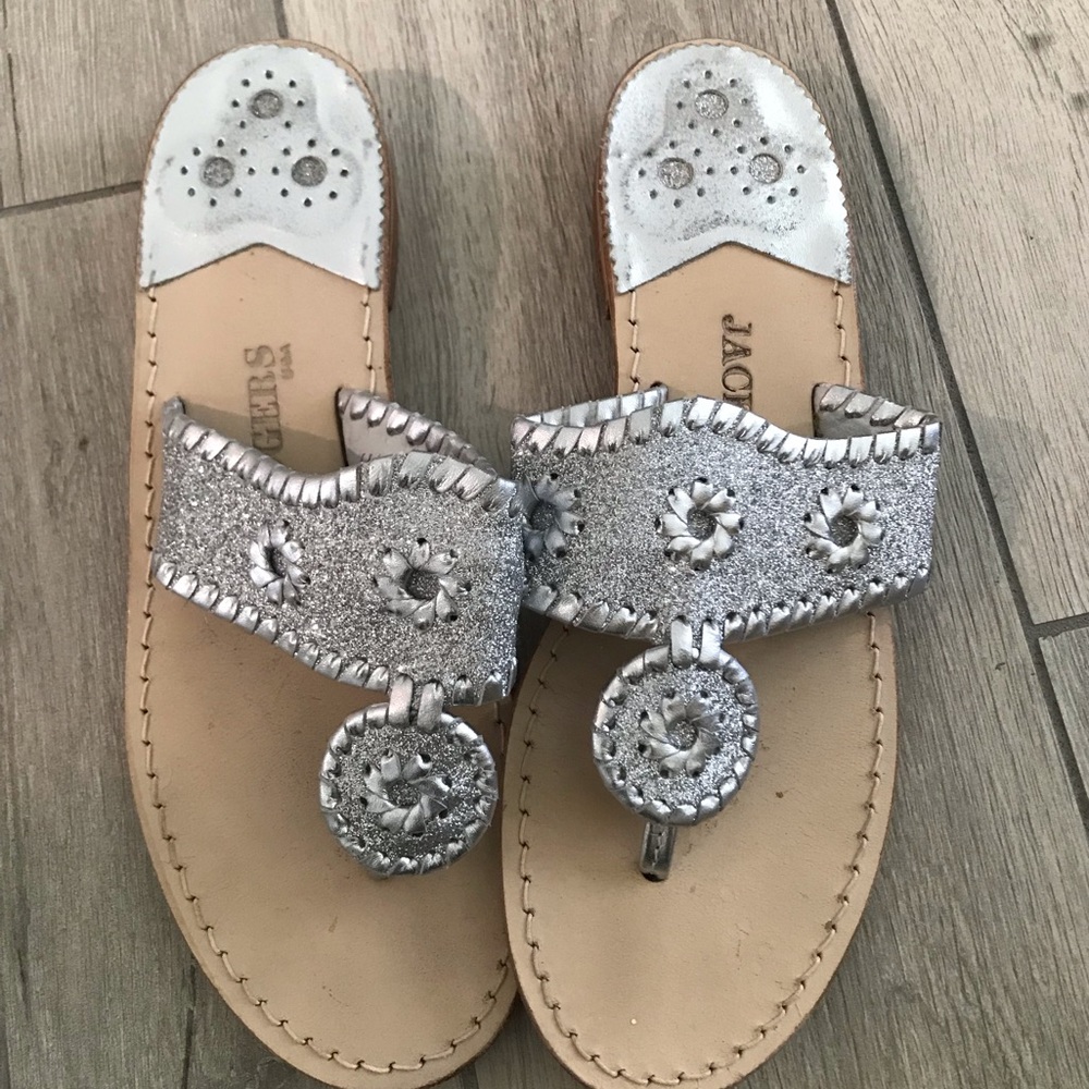Jack Rogers Silver Glitter Sandals